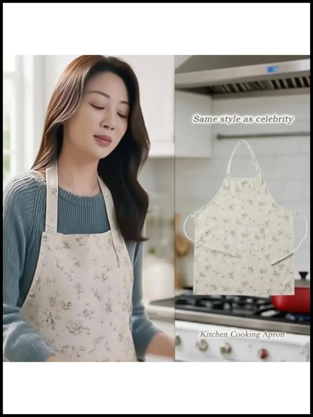 Linen Apron Japanese Style Lightweight Breathable Floral Embossed Adjustable